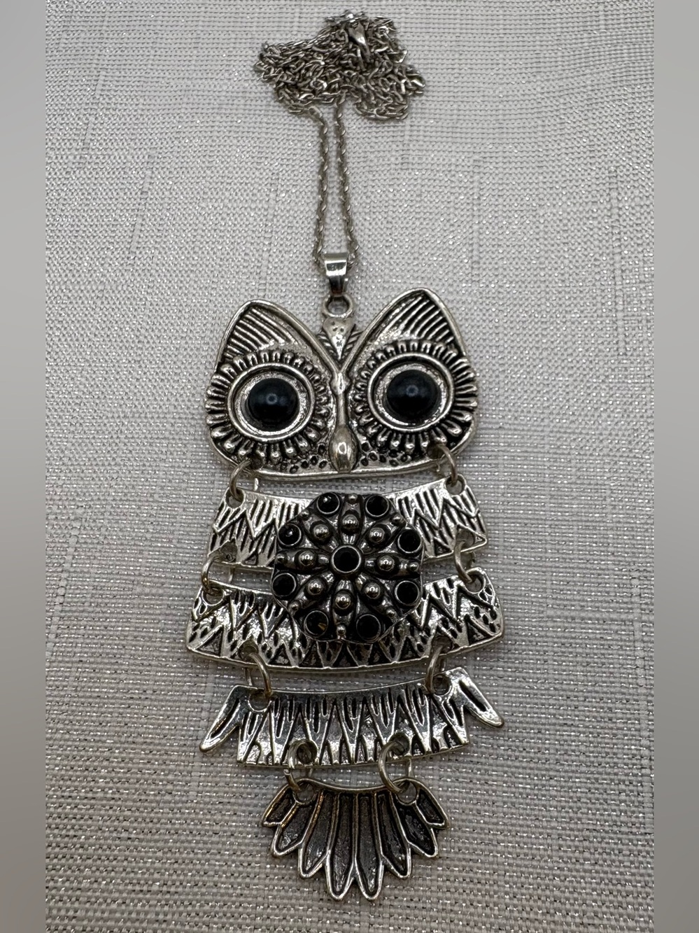 Articulating Owl Snap Button Necklace with 1 Ginger Snaps & Co. Charm